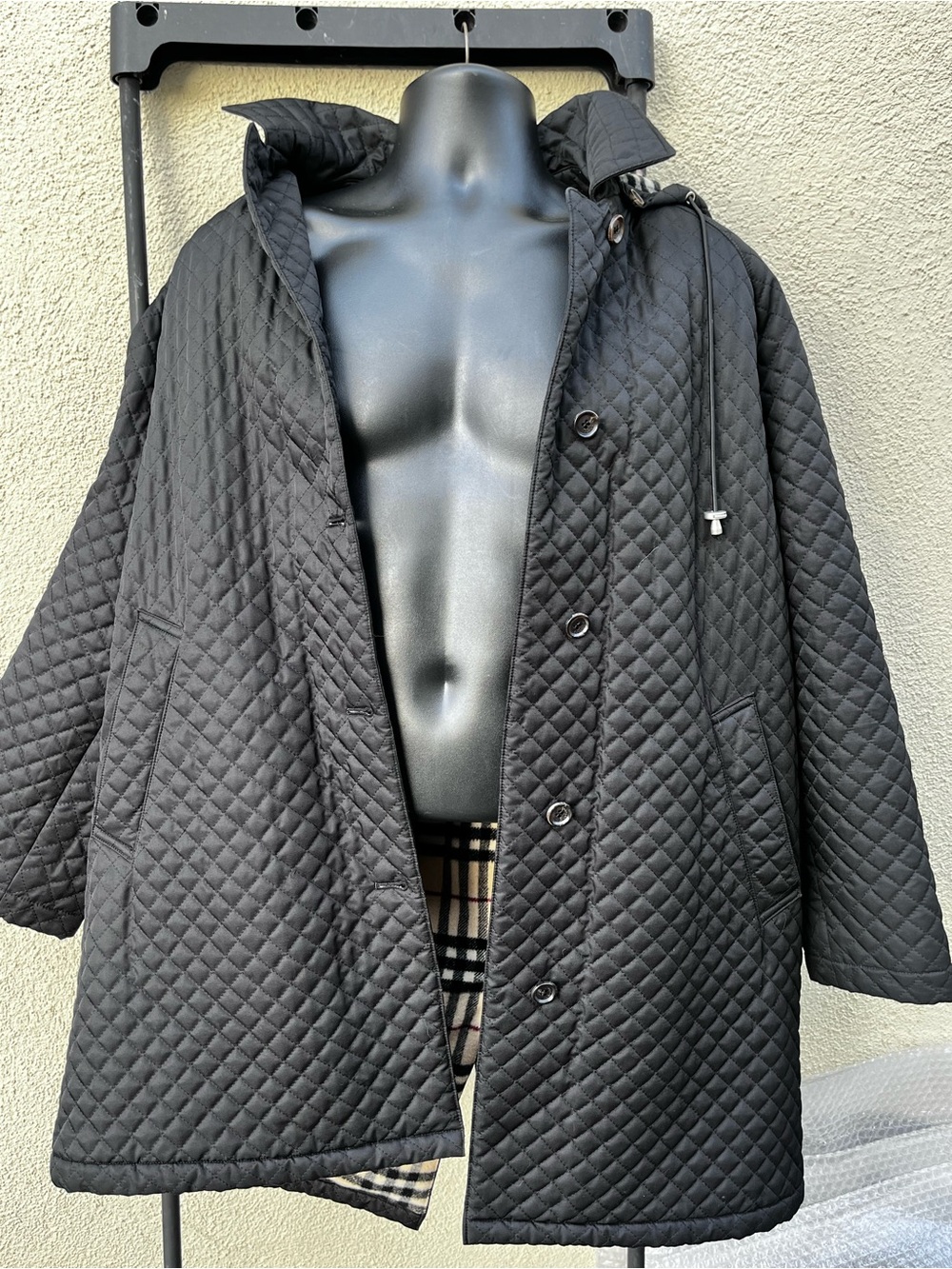 Burberry Black Quilted Hooded Trench Coat with Signature
Check Lining - Picture 9 of 15